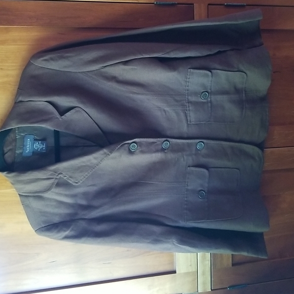 Van Heusen chocolate brown linen/rayon jacket, like new, size M - Picture 1 of 6